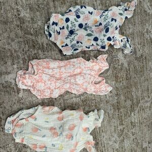 Starting Out Floral and Fruit Bodysuits - Pink, Blue, White